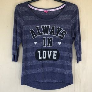 Hard Candy Blue Stripe Love Bling Sweater Sz XL